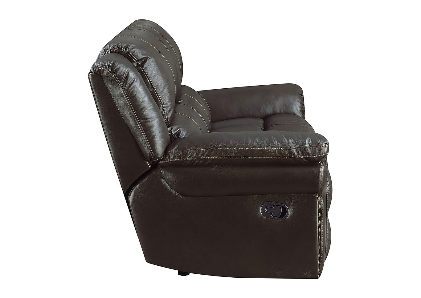 Lisa Chocolate Leather Match Manual Motion Loveseat,Taba Home Furnishings